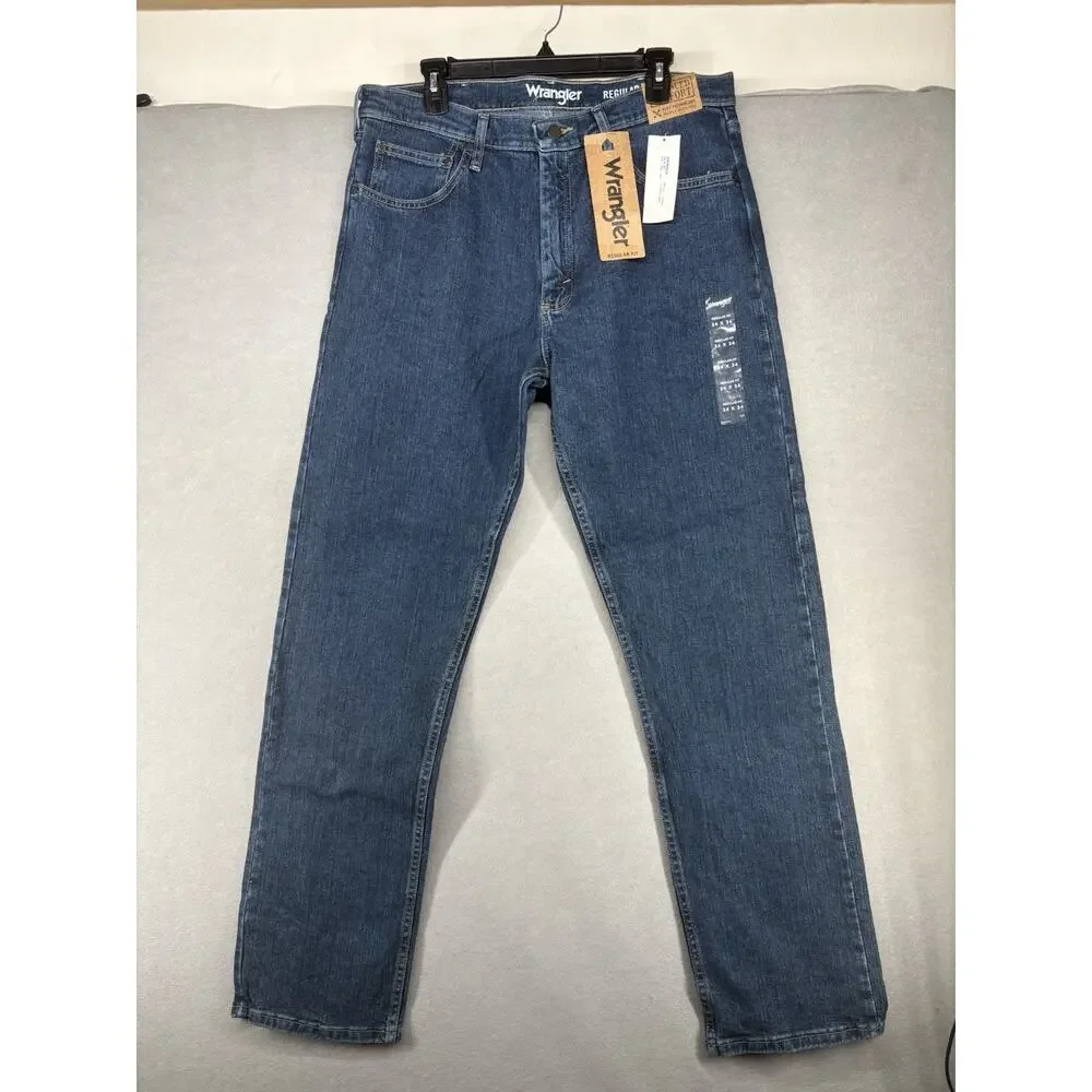 Wrangler Men's Regular Fit‎ Jeans 1% Comfort Stretch Blue Jeans 34x34 NEW